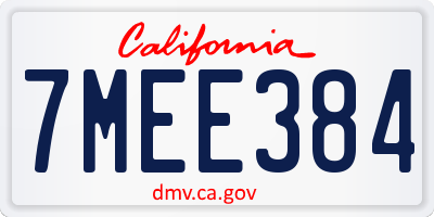 CA license plate 7MEE384