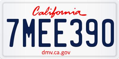 CA license plate 7MEE390