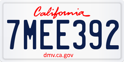 CA license plate 7MEE392