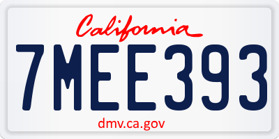 CA license plate 7MEE393