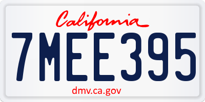 CA license plate 7MEE395