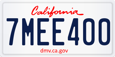 CA license plate 7MEE400