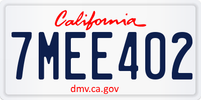 CA license plate 7MEE402