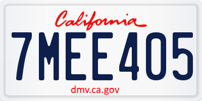 CA license plate 7MEE405