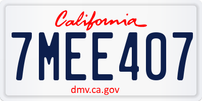 CA license plate 7MEE407