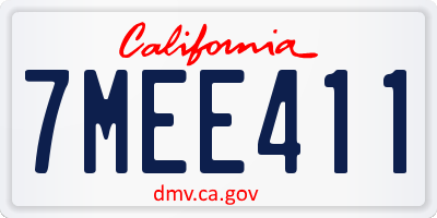 CA license plate 7MEE411