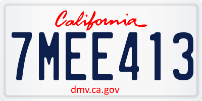 CA license plate 7MEE413