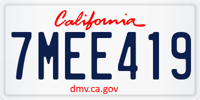 CA license plate 7MEE419