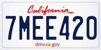 CA license plate 7MEE420