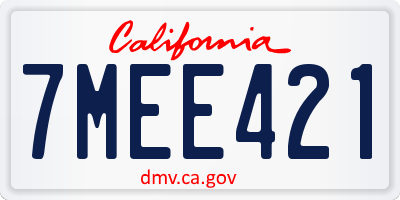 CA license plate 7MEE421