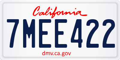 CA license plate 7MEE422