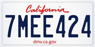 CA license plate 7MEE424