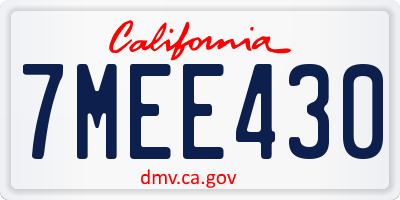 CA license plate 7MEE430