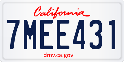 CA license plate 7MEE431