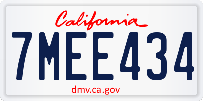 CA license plate 7MEE434