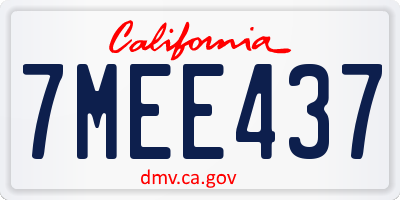 CA license plate 7MEE437