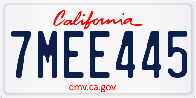 CA license plate 7MEE445