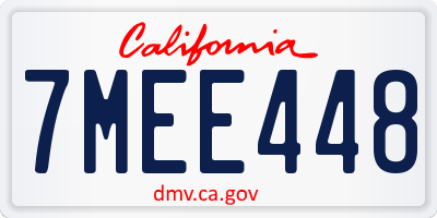 CA license plate 7MEE448