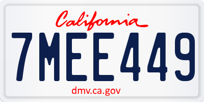 CA license plate 7MEE449
