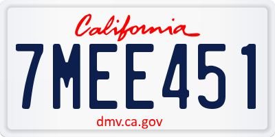 CA license plate 7MEE451