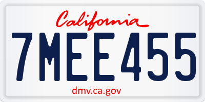 CA license plate 7MEE455