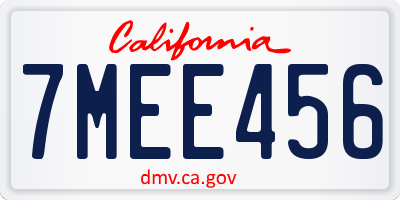 CA license plate 7MEE456