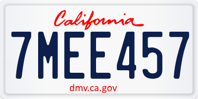 CA license plate 7MEE457