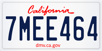CA license plate 7MEE464