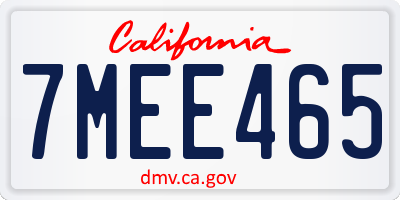 CA license plate 7MEE465