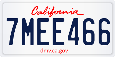 CA license plate 7MEE466