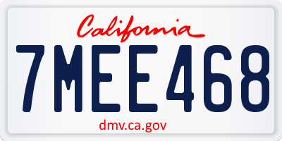 CA license plate 7MEE468