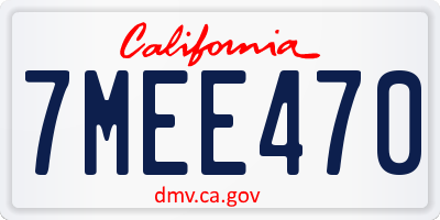 CA license plate 7MEE470