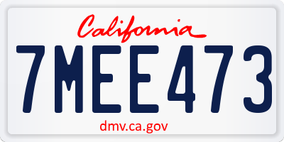 CA license plate 7MEE473
