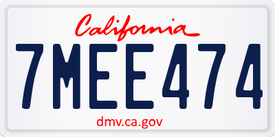 CA license plate 7MEE474