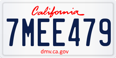 CA license plate 7MEE479
