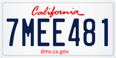 CA license plate 7MEE481