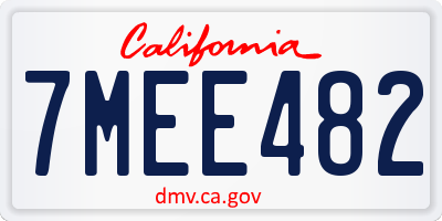 CA license plate 7MEE482