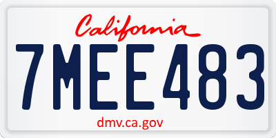 CA license plate 7MEE483