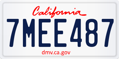 CA license plate 7MEE487