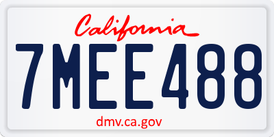 CA license plate 7MEE488