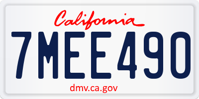 CA license plate 7MEE490