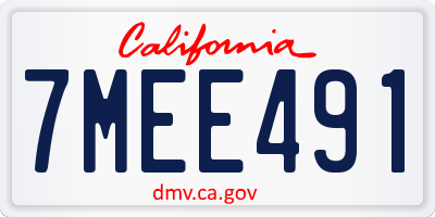 CA license plate 7MEE491