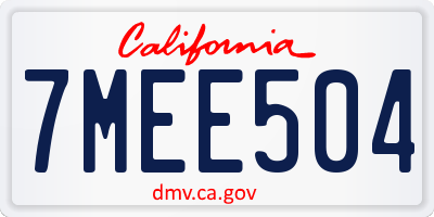 CA license plate 7MEE504