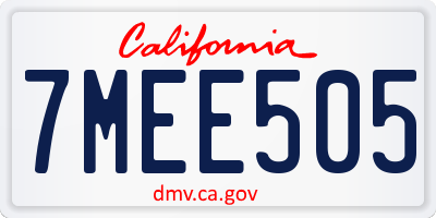 CA license plate 7MEE505