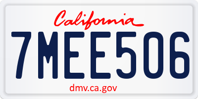 CA license plate 7MEE506