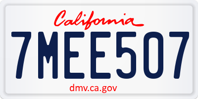 CA license plate 7MEE507