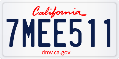 CA license plate 7MEE511