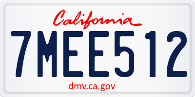 CA license plate 7MEE512