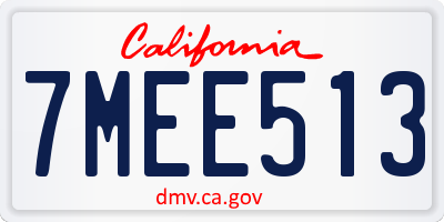 CA license plate 7MEE513