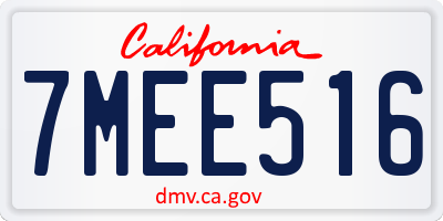 CA license plate 7MEE516